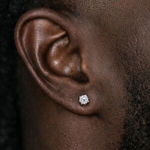 GLD 3mm Pave Round Stud Earrings White Gold Plated - 14K Solid Gold Posts - Iced